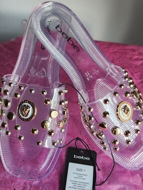 Bebe Clear and gold Sandals NWT